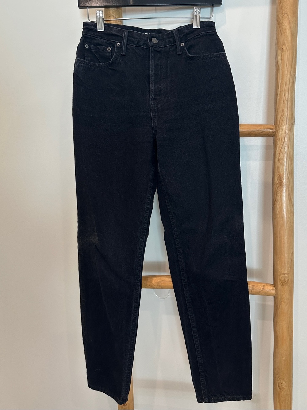 GRLFRND Faded Black High-Rise Tapered Ankle Jeans Devon Size 25